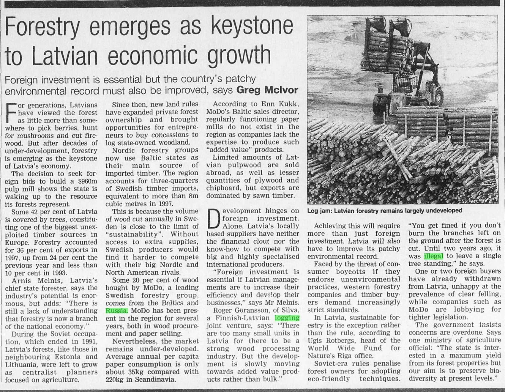 Forestry emerges as keystone to Latvian economic growth