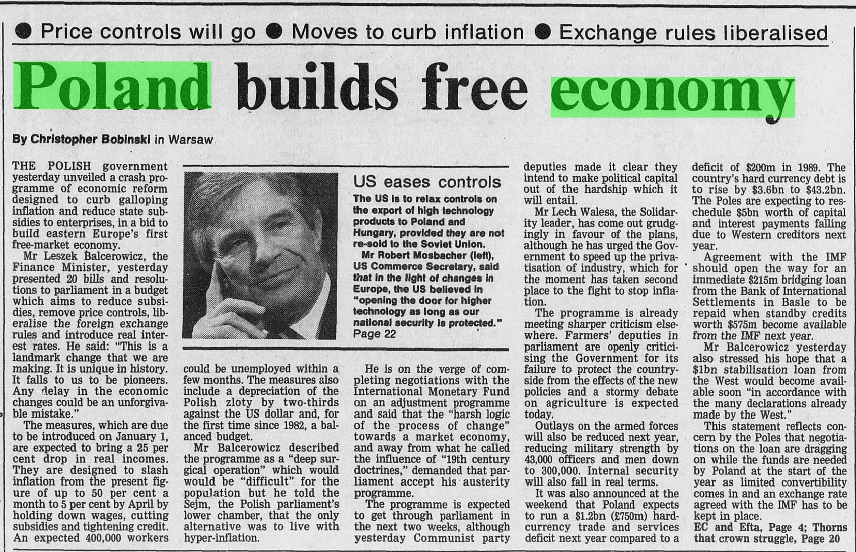 Poland builds free economy